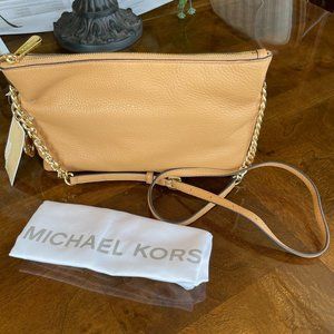 MICHAEL KORS JET SET CHAIN MESSENGER CROSSBODY LEATHER PEANUT NWT